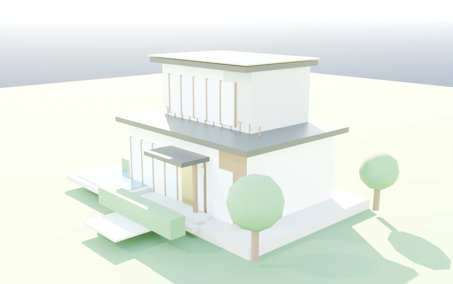 A modern Qatar villa in warm morning sun